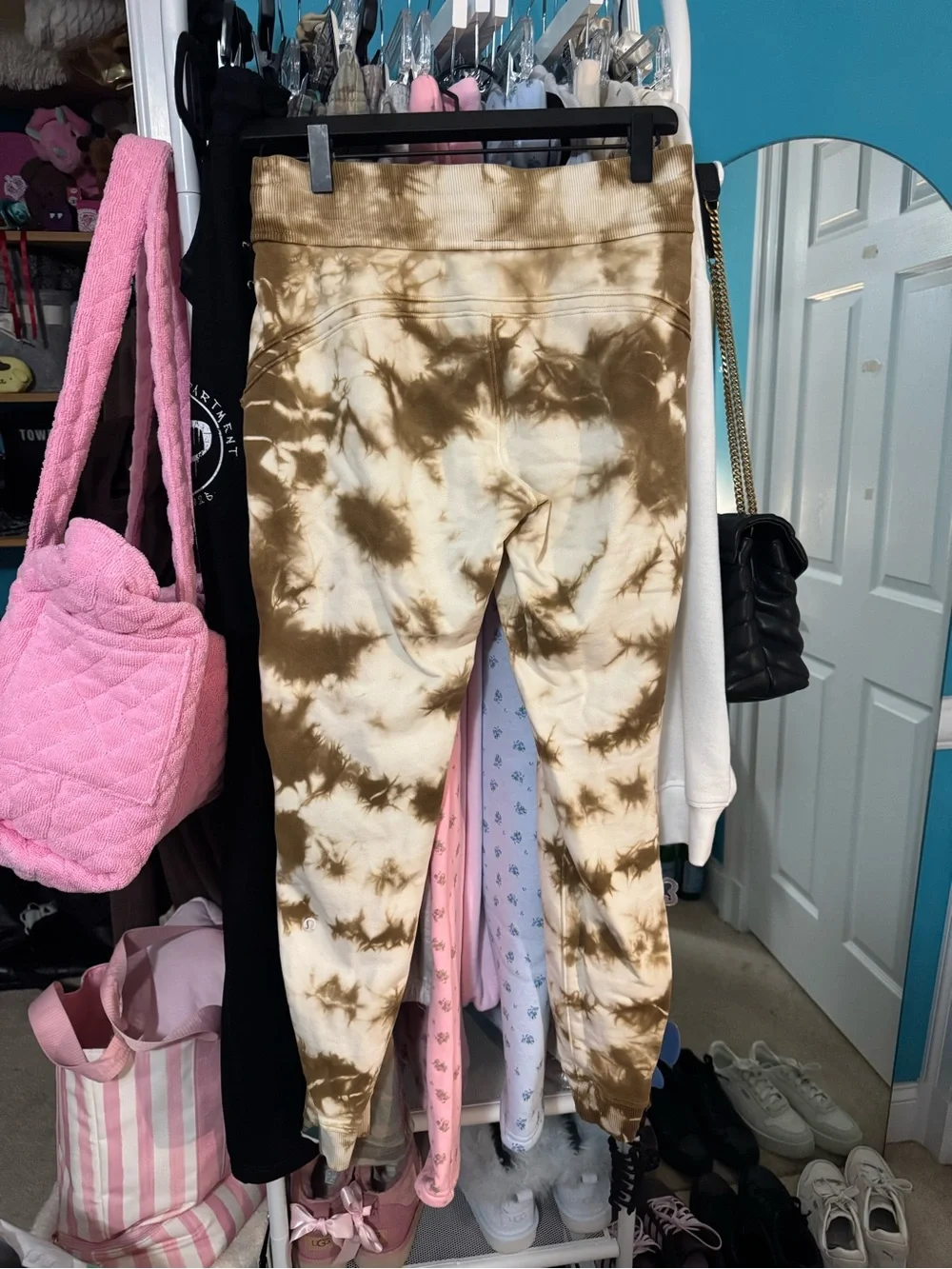 lululemon athletica cropped women’s Tie-Dye Joggers - Brown & Cream